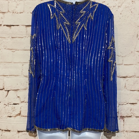 🎉HOST PICK🎉✨VINTAGE✨Silk Beaded Tunic, Size S - Picture 4 of 10